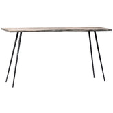 Velez Sandblasted Grey Finish and Antique Black Metal Legs Console Table